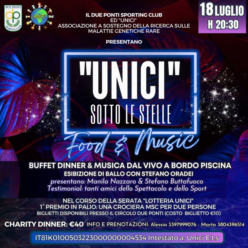“Unici” sotto le stelle a Roma: il 18 luglio serata di beneficenza condotta da Manila Nazzaro e Stefano Buttafuoco